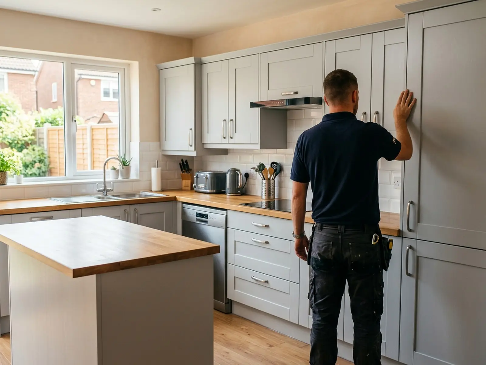 Finished kitchen reassembled and inspected after spraying